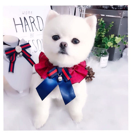 KFX-8293309 British Retro Style Bow Tie Collar with Bell for Dogs and Cats - Multiple Colors and Sizes Available