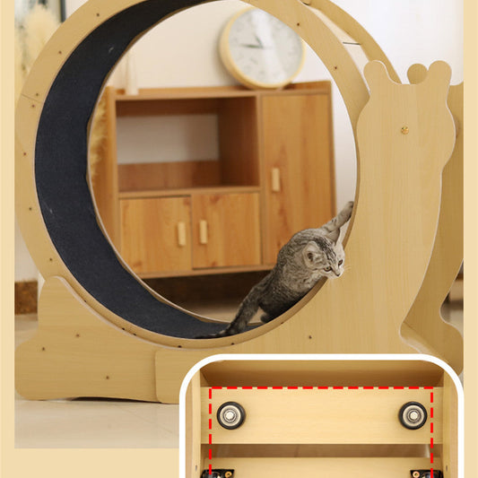 KFX-8294589 Silent Cat Exercise Wheel for Indoor Play - Wooden Build, M & L Sizes Available