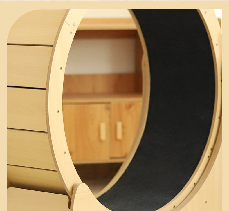 KFX-8294589 Silent Cat Exercise Wheel for Indoor Play - Wooden Build, M & L Sizes Available
