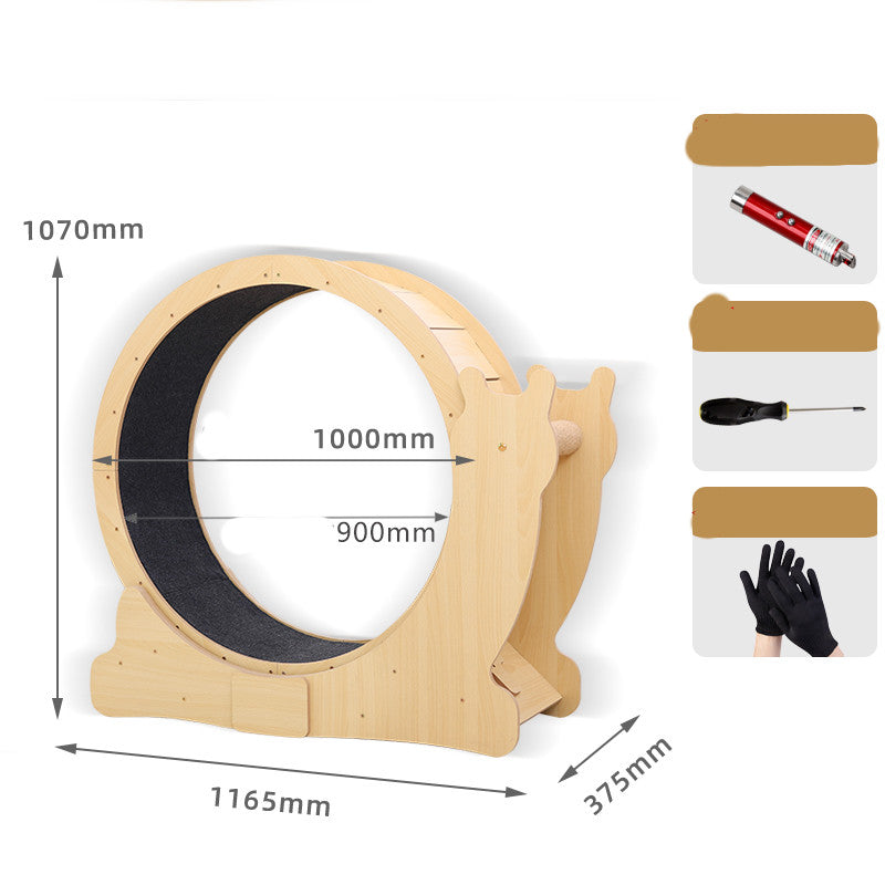 KFX-8294589 Silent Cat Exercise Wheel for Indoor Play - Wooden Build, M & L Sizes Available