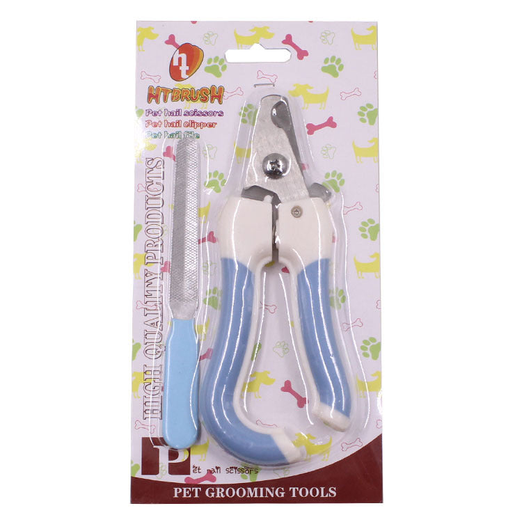 KFX-8296893 Stainless Steel Pet Nail Clippers with Rubber Handle in Blue and Pink