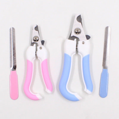 KFX-8296893 Stainless Steel Pet Nail Clippers with Rubber Handle in Blue and Pink