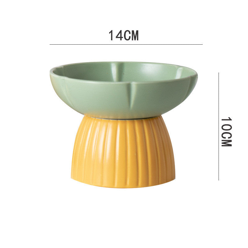 KFX-8303037 Cat Feeding Bowl in Candy Colors - Pink and Green Ceramic Design