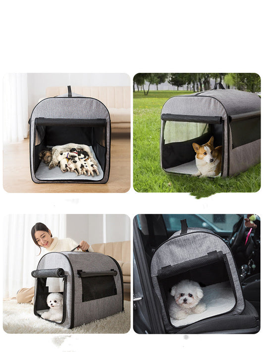 KFX-8306877 Portable Washable Pet Kennel for Dogs and Cats - Durable Outdoor Travel Backpack with Mesh Windows