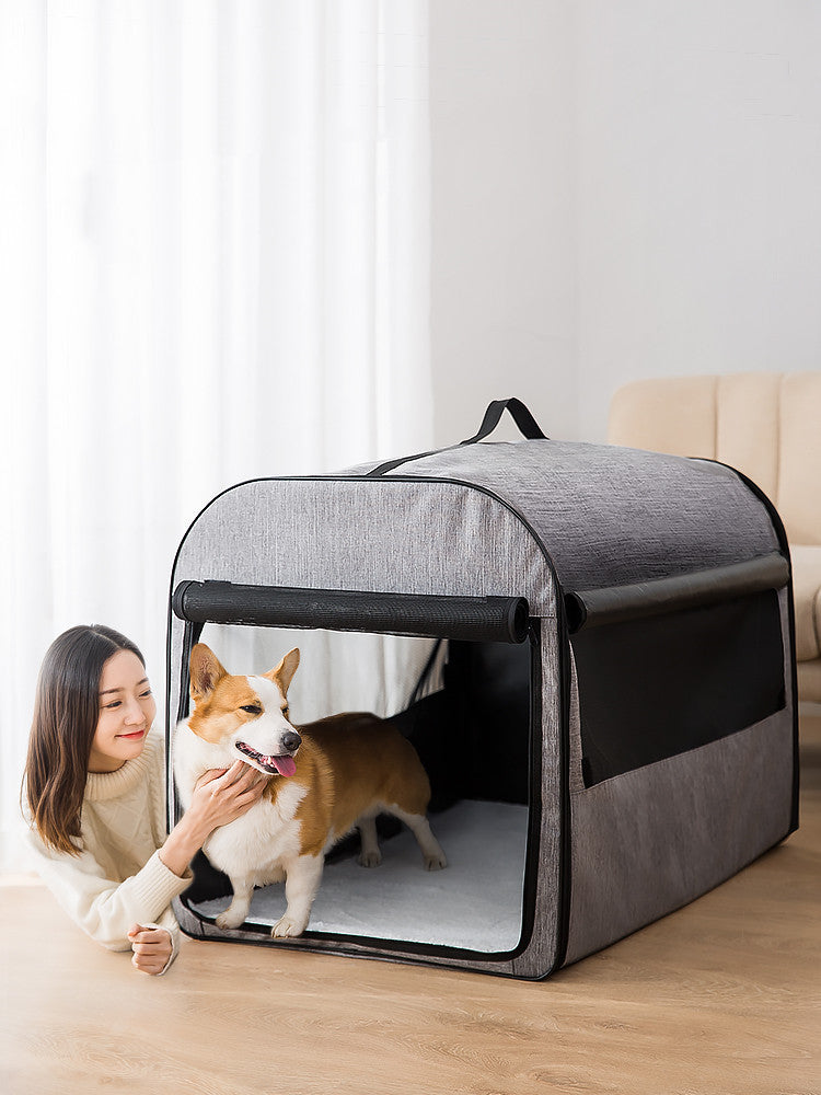 KFX-8306877 Portable Washable Pet Kennel for Dogs and Cats - Durable Outdoor Travel Backpack with Mesh Windows