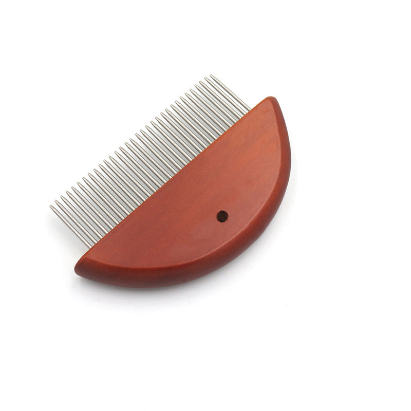 KFX-8308413 Pet Knotted Comb with Stainless Steel Teeth and Wooden Handle for Dogs and Cats