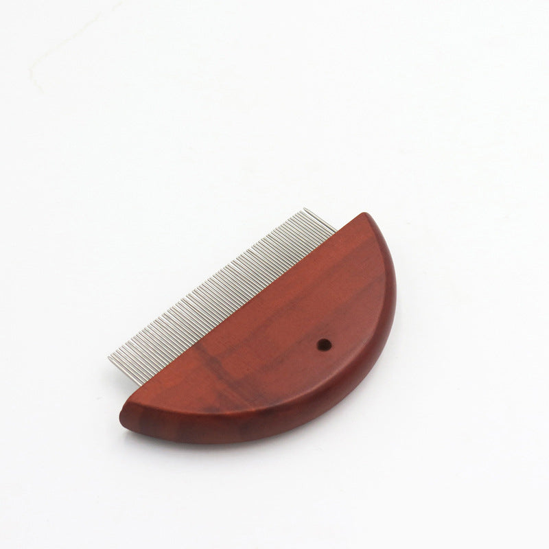 KFX-8308413 Pet Knotted Comb with Stainless Steel Teeth and Wooden Handle for Dogs and Cats