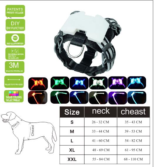 KFX-8308797 USB Rechargeable Luminous Silicone Dog Collar - 7 Colors Available for All Sizes