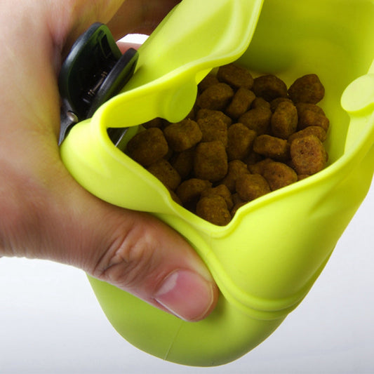 KFX-8309053 Portable Silicone Dog Snack Training Bag with Magnetic Closure and Clip - Available in Multiple Colors