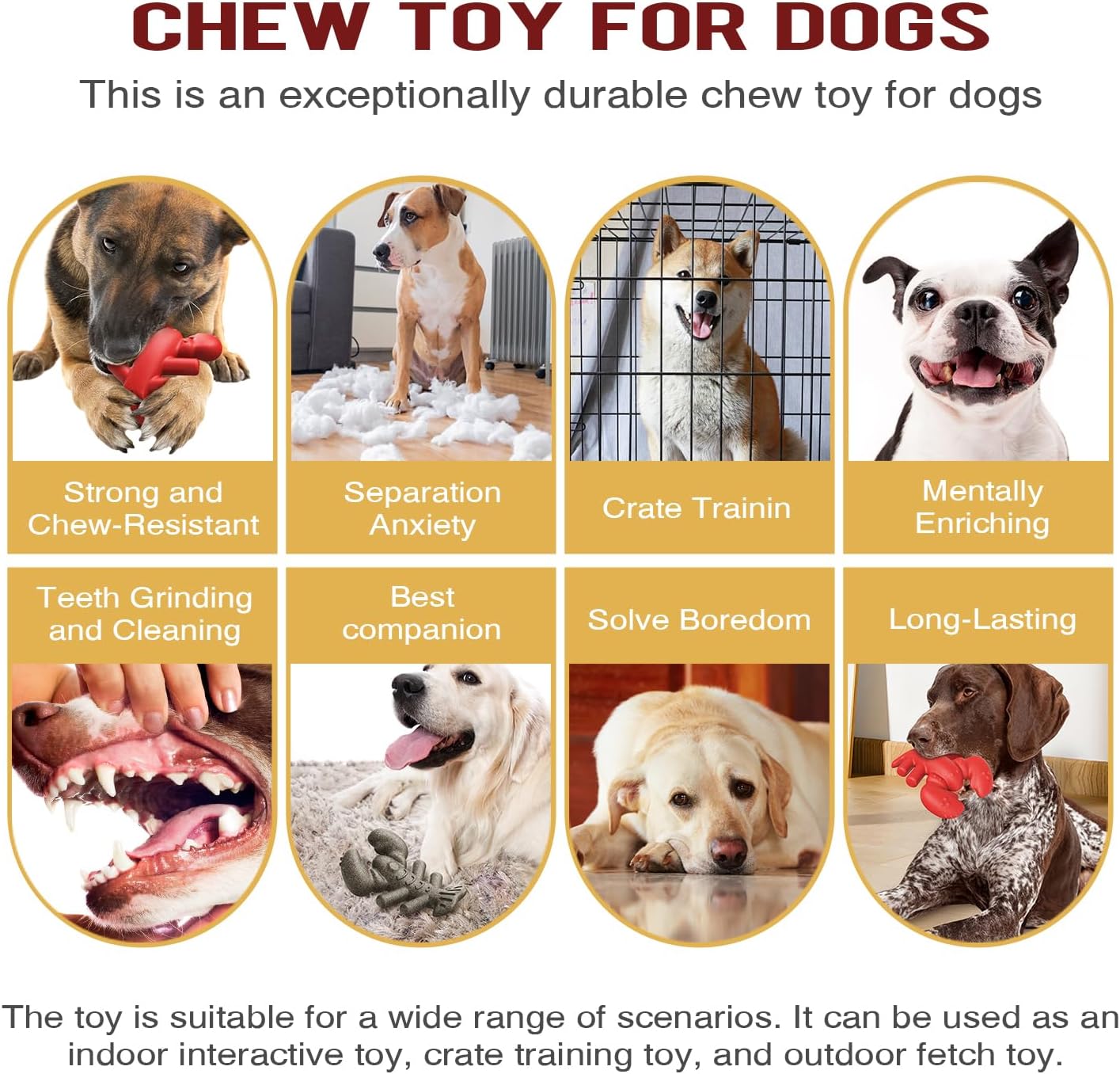 KFX-8310077 Durable Chew Toy for Large and Medium Dogs, Promotes Dental Health and Provides Hours of Fun