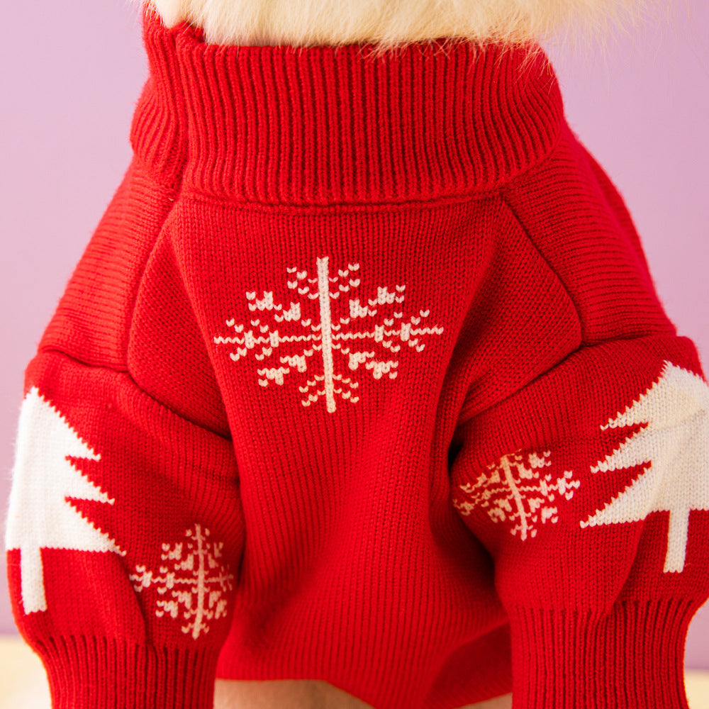 KFX-8310589 Elk and Christmas Tree Knitted Wool Dog Sweater in Multiple Sizes