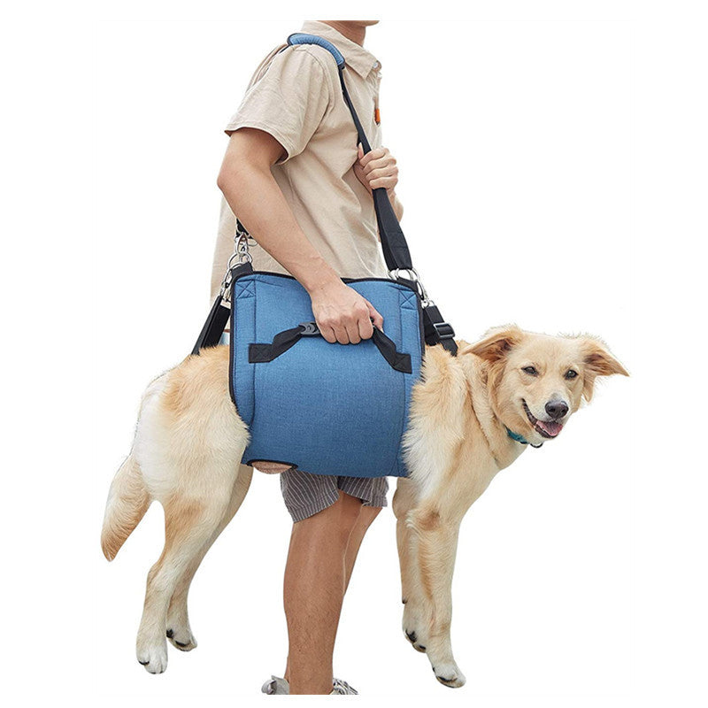 KFX-8311869 Support Sling for Older and Disabled Dogs - Nylon Pet Carrying Aid in Black and Sapphire Blue