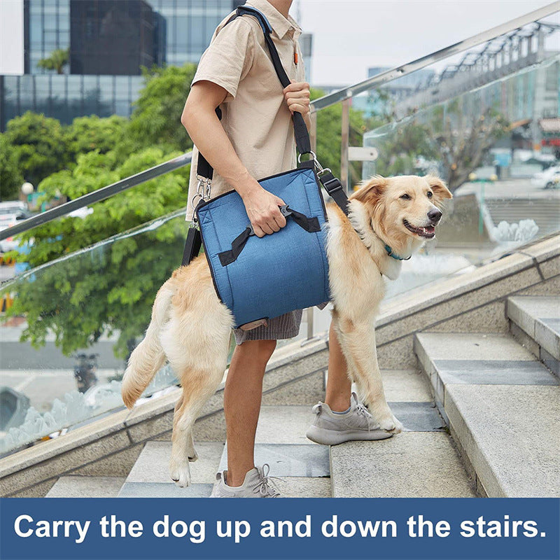 KFX-8311869 Support Sling for Older and Disabled Dogs - Nylon Pet Carrying Aid in Black and Sapphire Blue