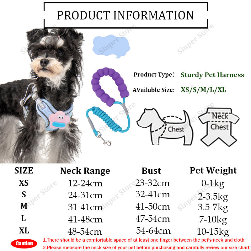 KFX-8312381 Adjustable No-Pull Dog Harness with Multifunction Leash - Escape Proof Vest for Medium Dogs