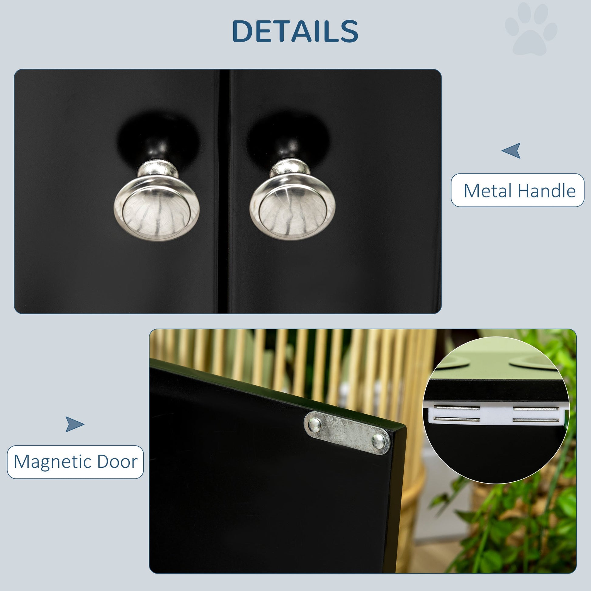 KFX-8312765 Large Elevated Dog Bowl Stand with Storage Cabinet and Two Stainless Steel Bowls