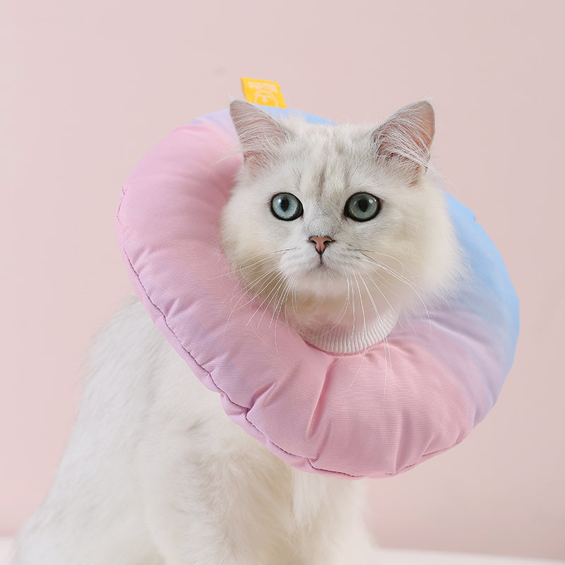 KFX-8313149 Rainbow Gradient Soft Waterproof Pet Sterilization Ring for Cats and Small Dogs