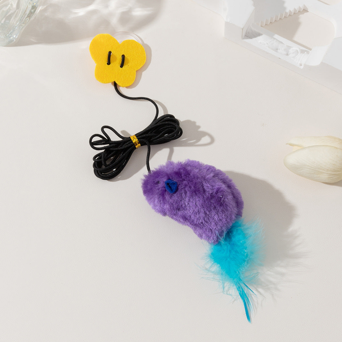 KFX-8313405 Hanging Cat Teaser Toy with Built-In Sound and Butterfly Elastic String in Gray, Pink, and Purple