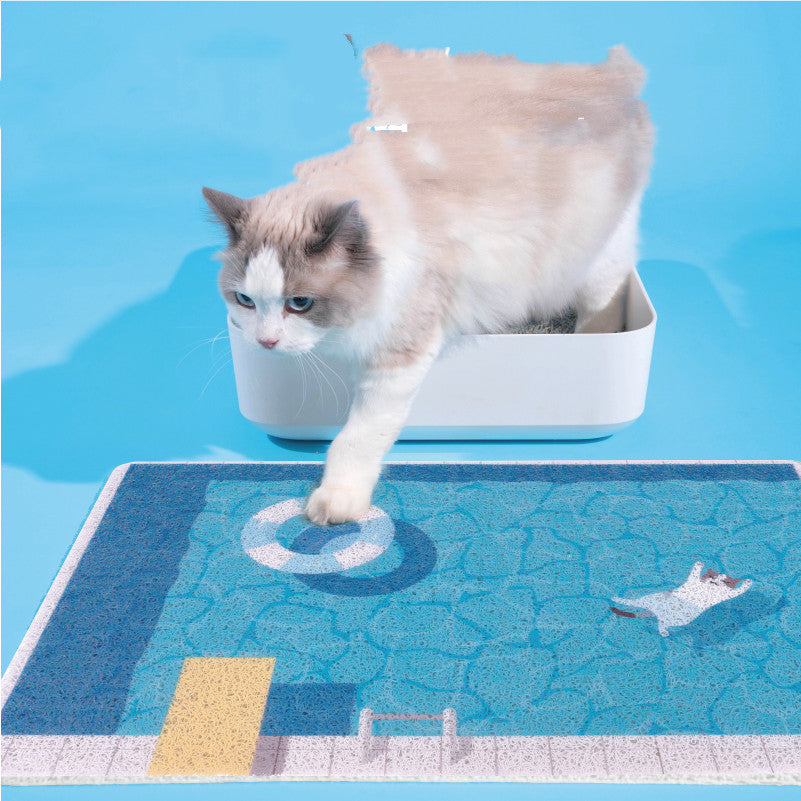 KFX-8314429 Cat Rubbing Swimming Pool Sand Basin - PVC Material, 400mm x 600mm, Foot Pad Included