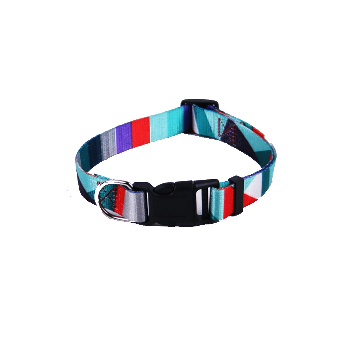 KFX-8315197 Three-Piece Set: Pink/White, Blue/Red, Green/White, Purple/Yellow Dog Leash, Collar, and Harness