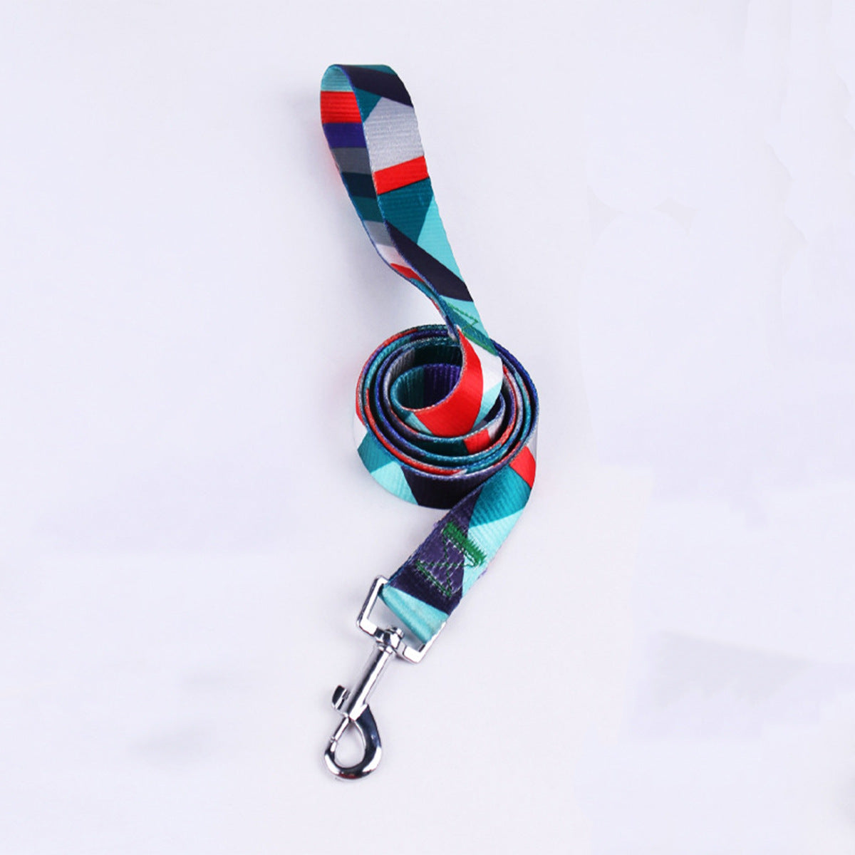 KFX-8315197 Three-Piece Set: Pink/White, Blue/Red, Green/White, Purple/Yellow Dog Leash, Collar, and Harness