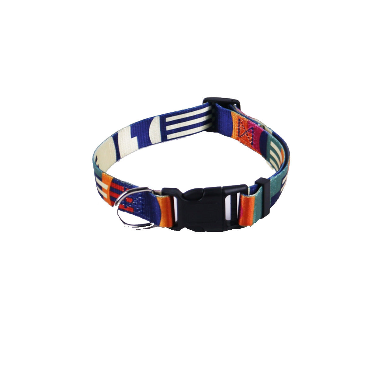KFX-8315197 Three-Piece Set: Pink/White, Blue/Red, Green/White, Purple/Yellow Dog Leash, Collar, and Harness