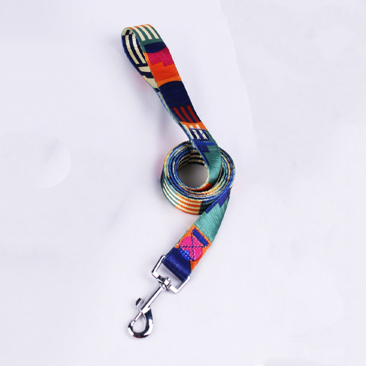 KFX-8315197 Three-Piece Set: Pink/White, Blue/Red, Green/White, Purple/Yellow Dog Leash, Collar, and Harness