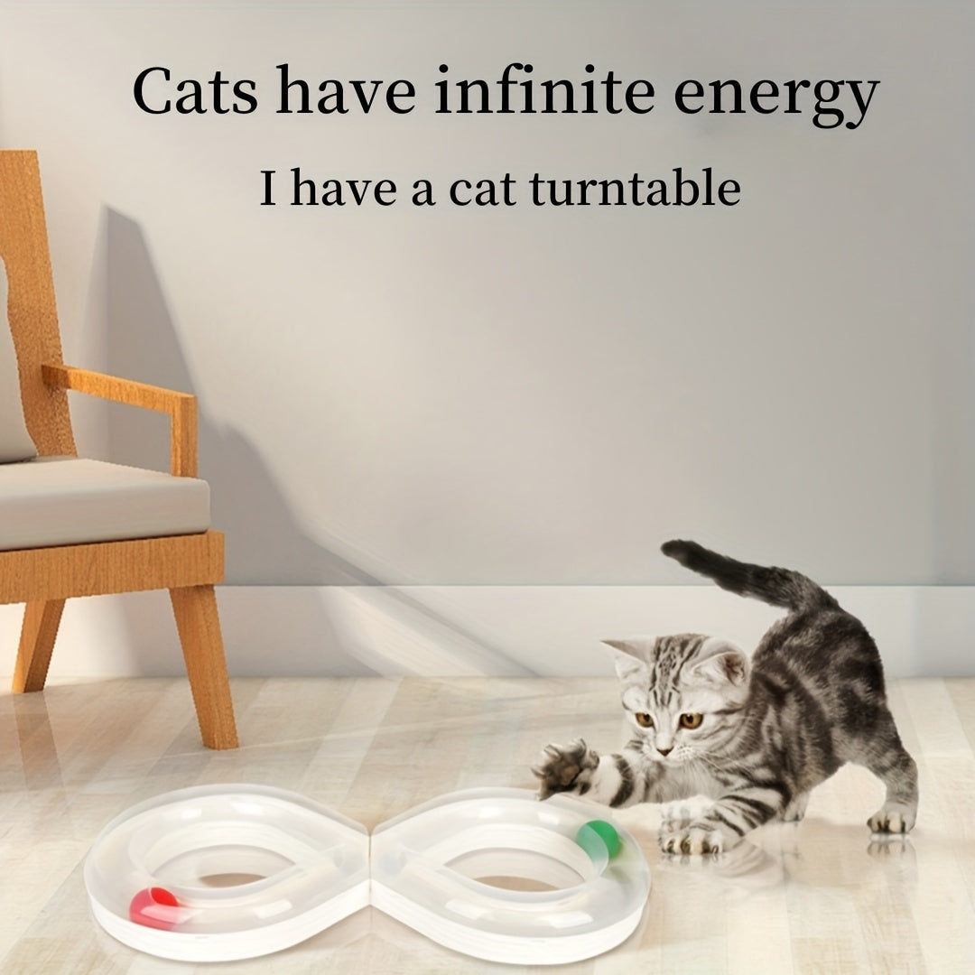 KFX-8315837 Interactive Cat Turntable Track with Teasing Ball for Boredom Relief - Perfect for Kittens and Cats