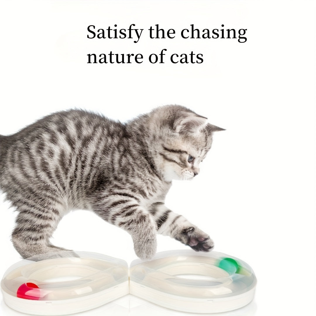 KFX-8315837 Interactive Cat Turntable Track with Teasing Ball for Boredom Relief - Perfect for Kittens and Cats