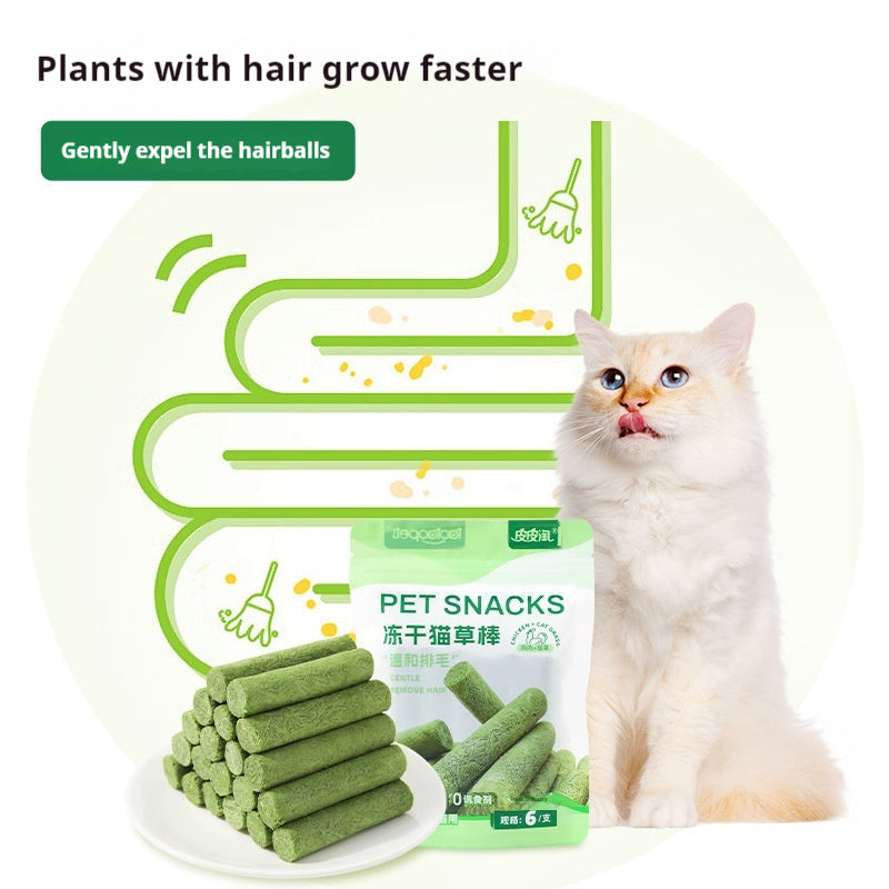 KFX-8318397 Freeze-Dried Cat Grass Stick for Dental Care and Nutrition - 6-Pack Snacks