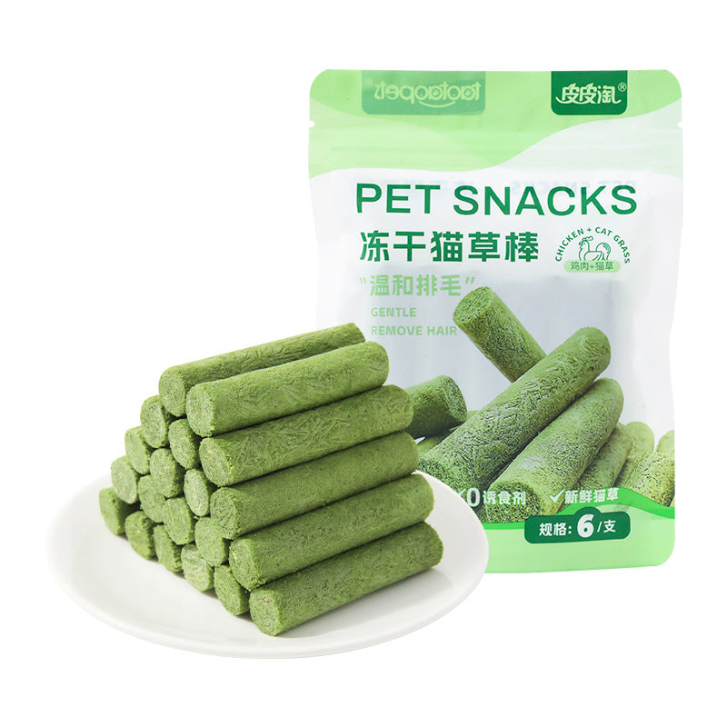 KFX-8318397 Freeze-Dried Cat Grass Stick for Dental Care and Nutrition - 6-Pack Snacks
