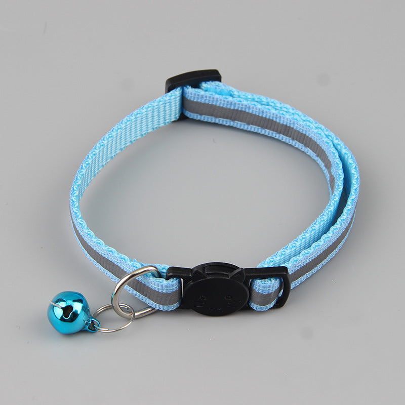 KFX-8320317 Reflective Cat Head Safety Buckle Collar in Monochrome Colors - Universal Fit for All Seasons