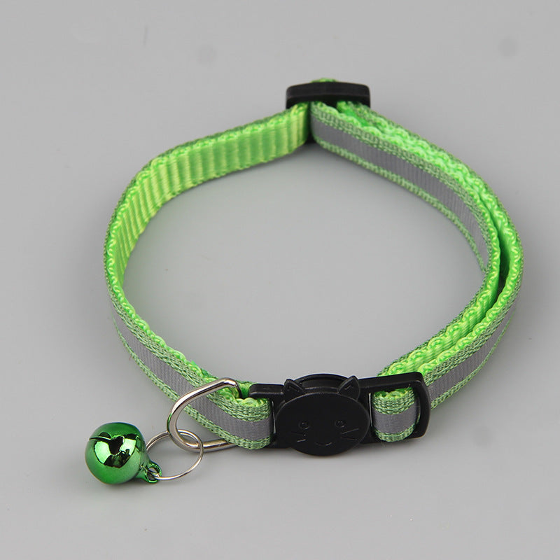 KFX-8320317 Reflective Cat Head Safety Buckle Collar in Monochrome Colors - Universal Fit for All Seasons