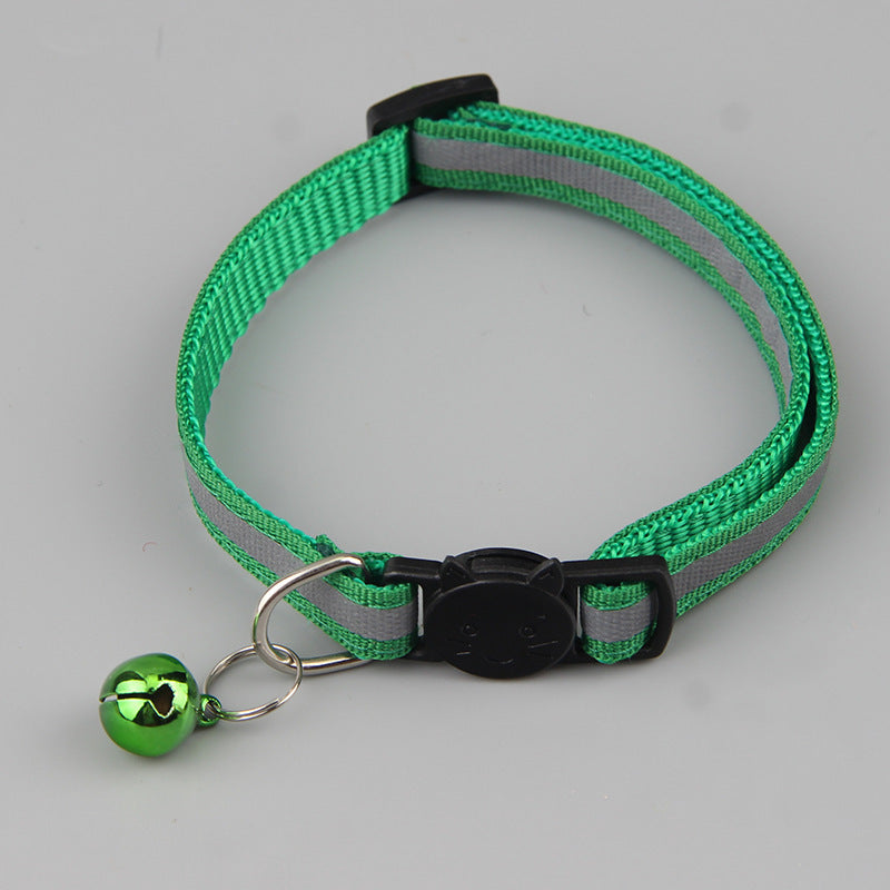 KFX-8320317 Reflective Cat Head Safety Buckle Collar in Monochrome Colors - Universal Fit for All Seasons