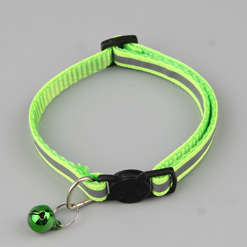 KFX-8320317 Reflective Cat Head Safety Buckle Collar in Monochrome Colors - Universal Fit for All Seasons