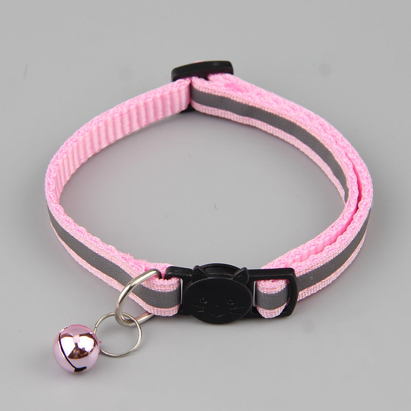 KFX-8320317 Reflective Cat Head Safety Buckle Collar in Monochrome Colors - Universal Fit for All Seasons