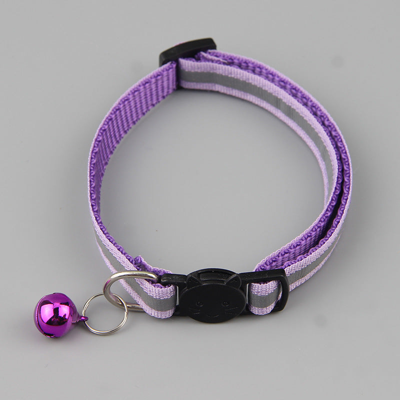 KFX-8320317 Reflective Cat Head Safety Buckle Collar in Monochrome Colors - Universal Fit for All Seasons