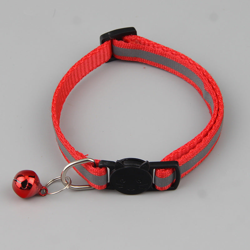 KFX-8320317 Reflective Cat Head Safety Buckle Collar in Monochrome Colors - Universal Fit for All Seasons