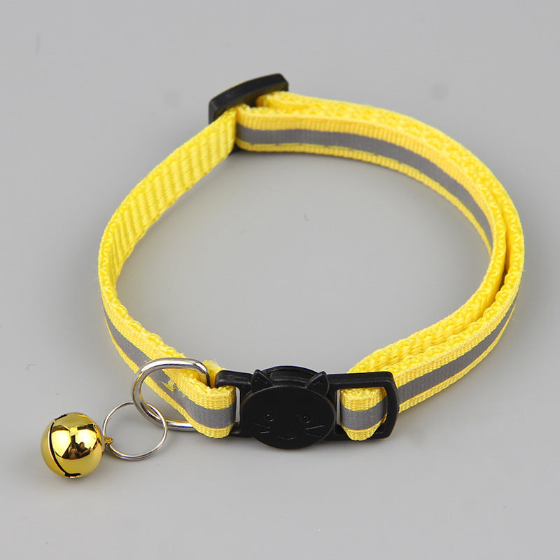 KFX-8320317 Reflective Cat Head Safety Buckle Collar in Monochrome Colors - Universal Fit for All Seasons