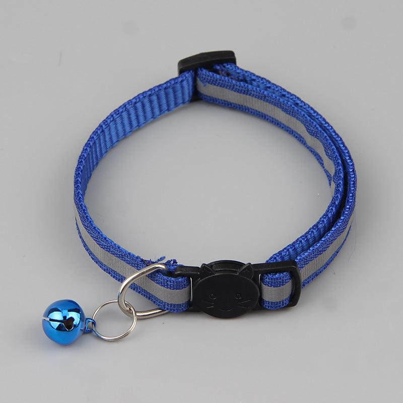 KFX-8320317 Reflective Cat Head Safety Buckle Collar in Monochrome Colors - Universal Fit for All Seasons