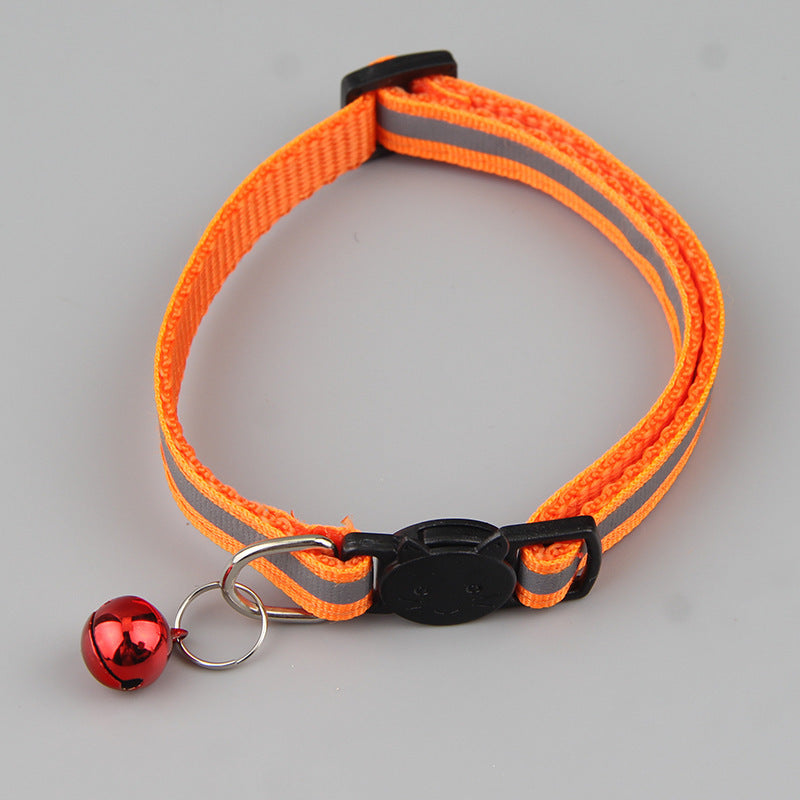 KFX-8320317 Reflective Cat Head Safety Buckle Collar in Monochrome Colors - Universal Fit for All Seasons