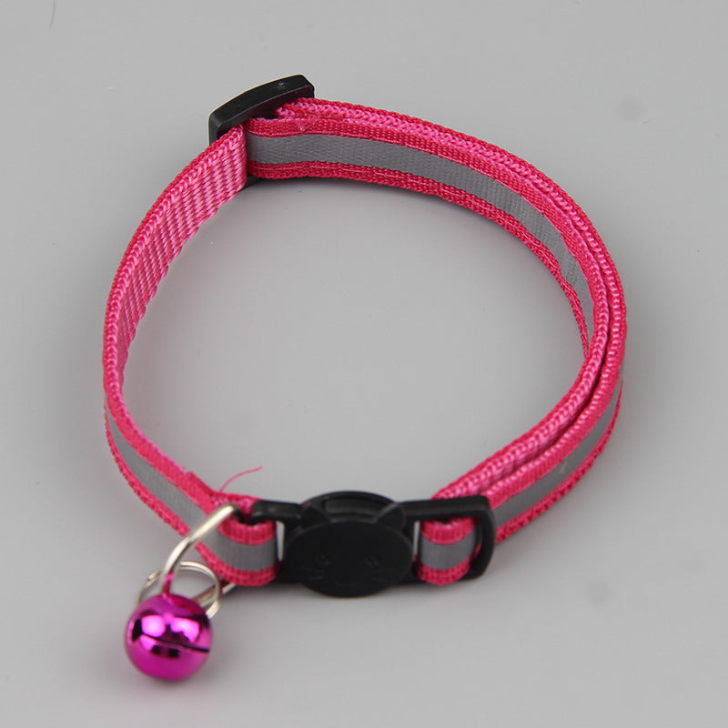 KFX-8320317 Reflective Cat Head Safety Buckle Collar in Monochrome Colors - Universal Fit for All Seasons