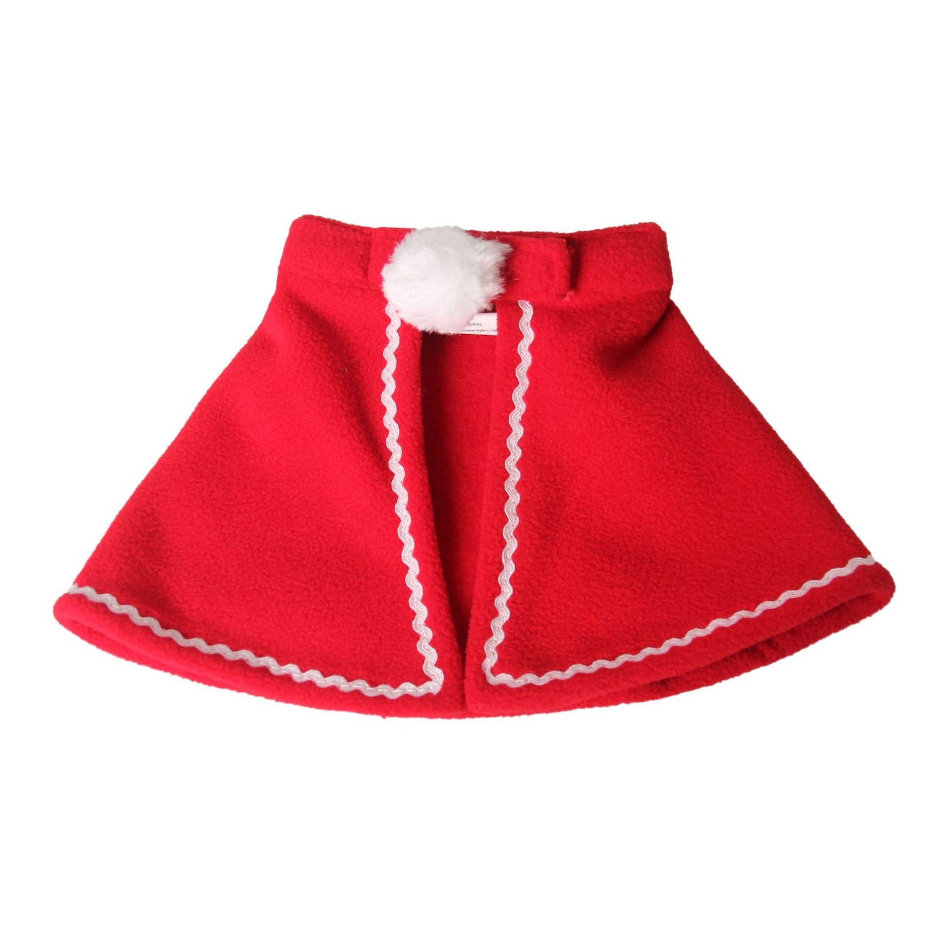 KFX-8320701 Classic Red Christmas Cape for Dogs and Cats in Fleece Material