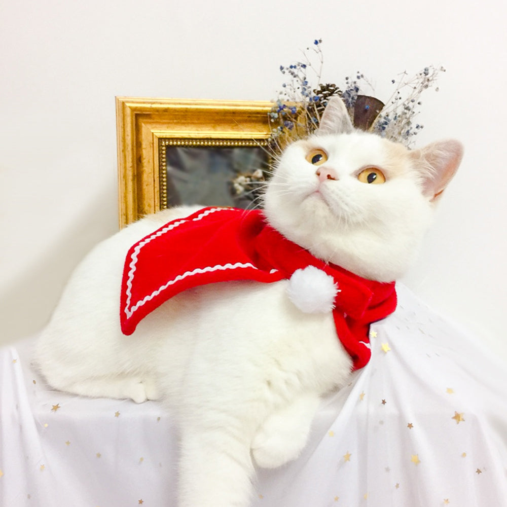 KFX-8320701 Classic Red Christmas Cape for Dogs and Cats in Fleece Material