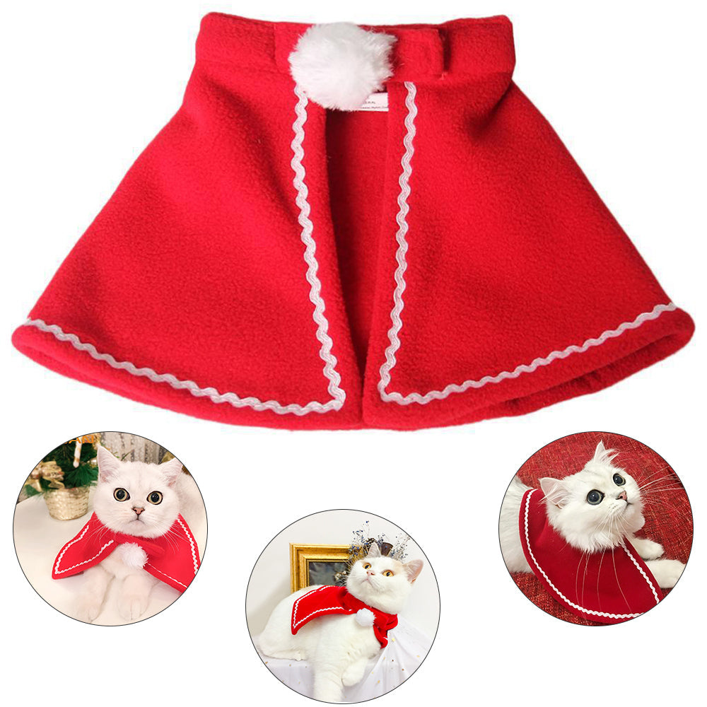 KFX-8320701 Classic Red Christmas Cape for Dogs and Cats in Fleece Material