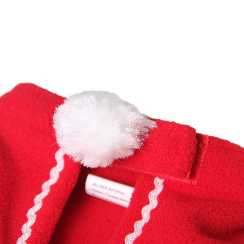 KFX-8320701 Classic Red Christmas Cape for Dogs and Cats in Fleece Material