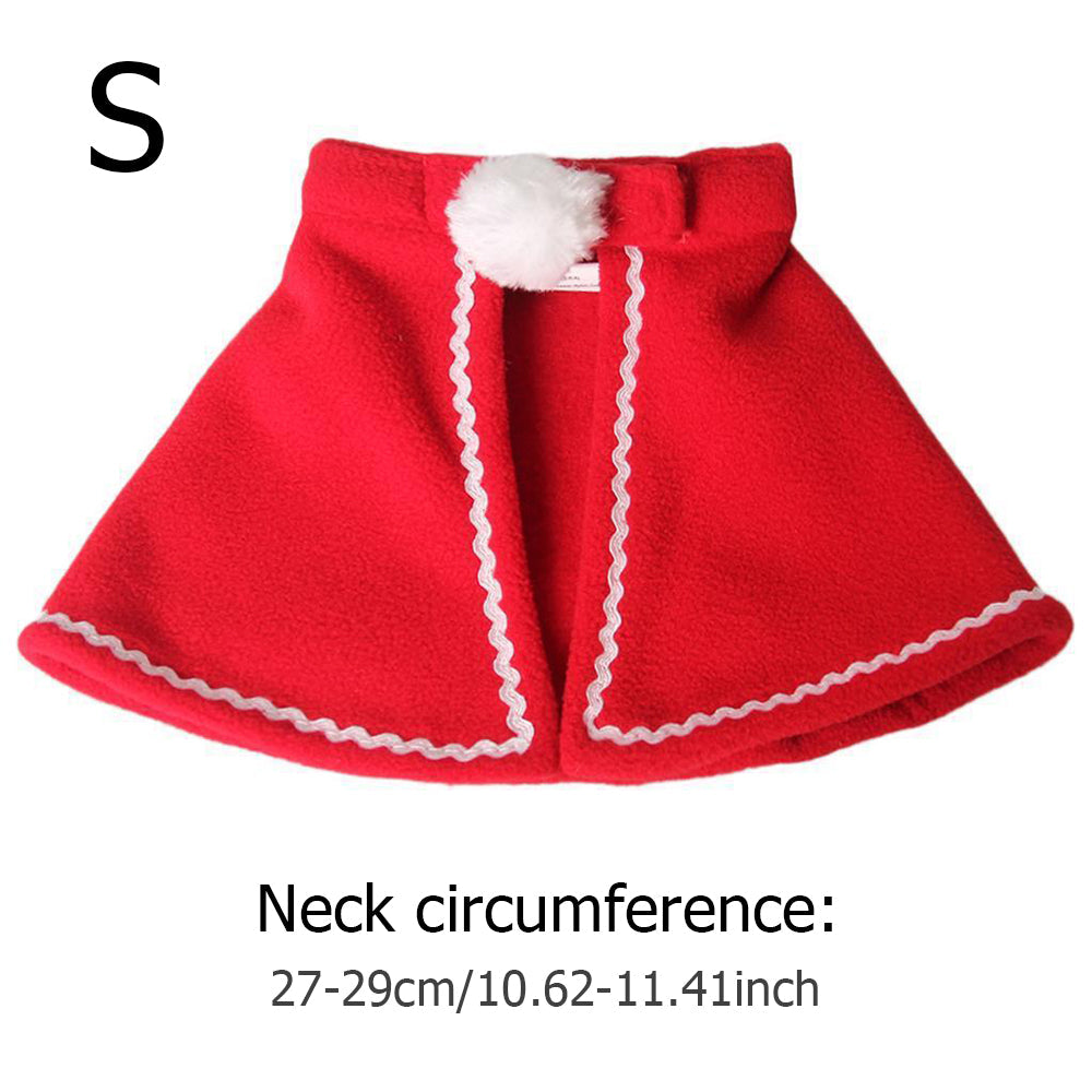 KFX-8320701 Classic Red Christmas Cape for Dogs and Cats in Fleece Material
