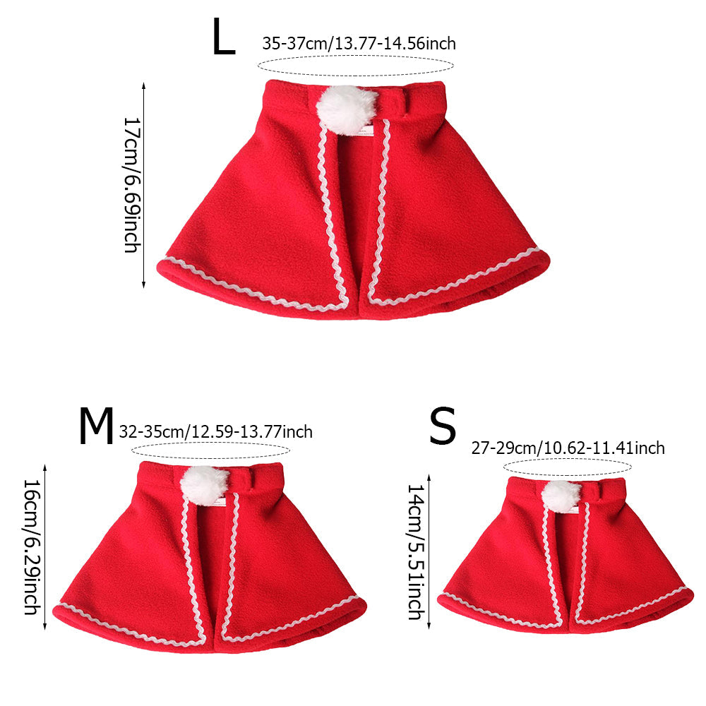 KFX-8320701 Classic Red Christmas Cape for Dogs and Cats in Fleece Material
