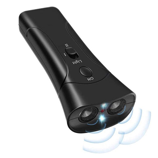 KFX-8321597 Ultrasonic Dog Repeller Trainer - 3 in 1 Anti-Barking Device with Flashlight Function