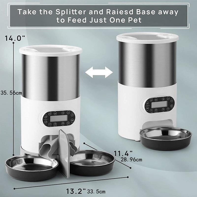 KFX-8322109 Automatic Pet Feeder with Dual Meal Design and Voice Recording 4.5L for Dogs and Cats