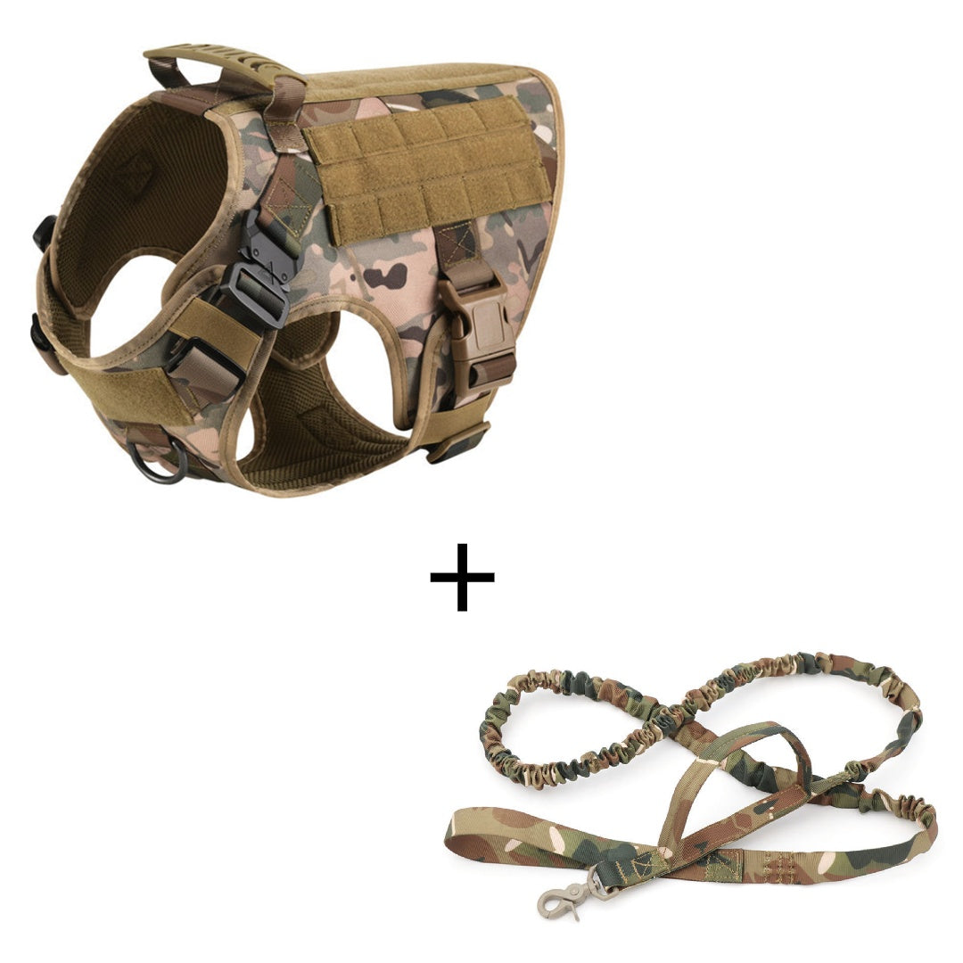 KFX-8322493 Tactical Dog Vest for Large Dogs | Adjustable Mesh Harness in Black, Green, Mud, and Camouflage